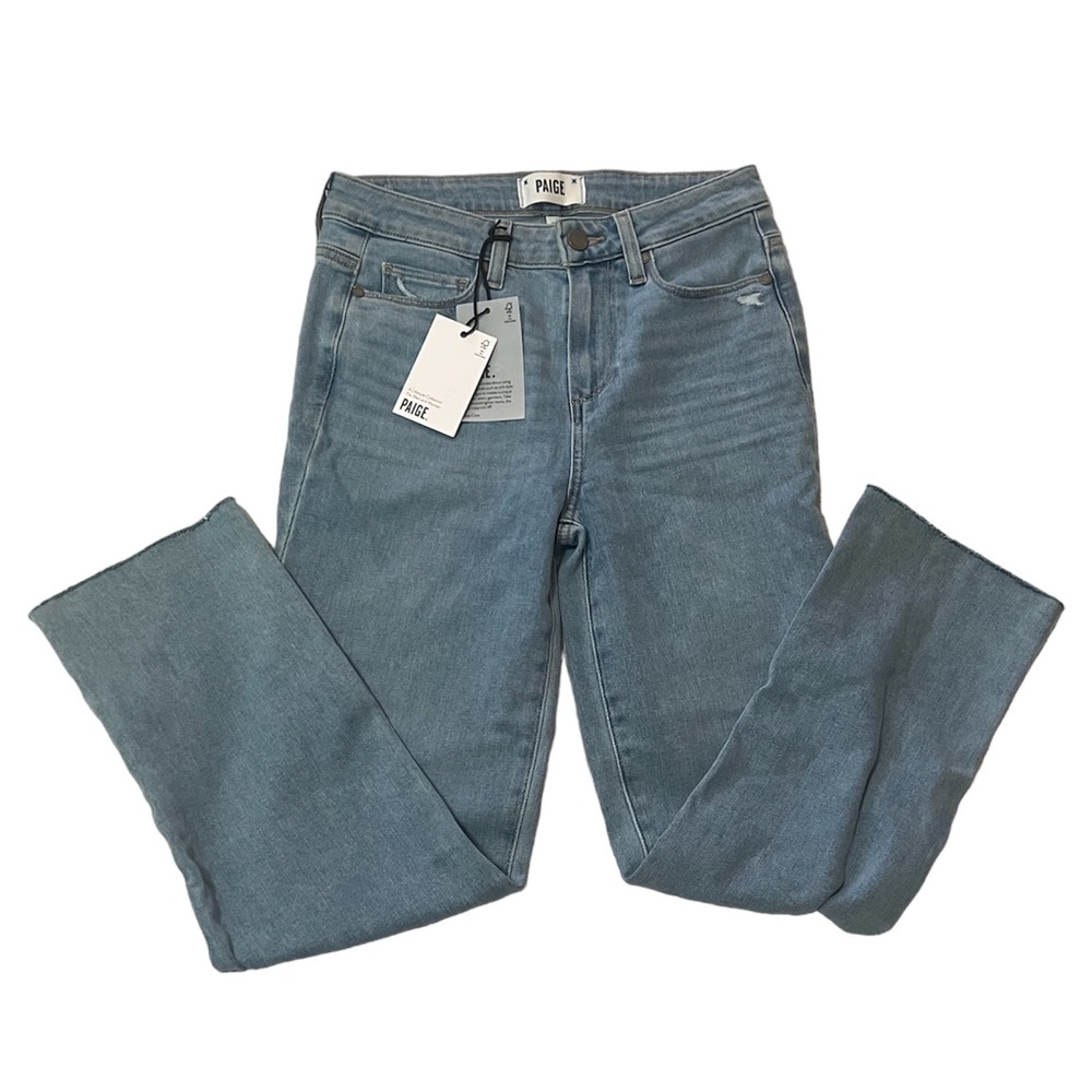 NWT Paige Women’s Jacqueline Crop in Clare Distressed in Light Wash with Raw Hem